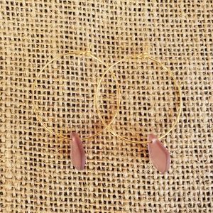 NEW 14k gold filled hoop earrings with amythest seaglass